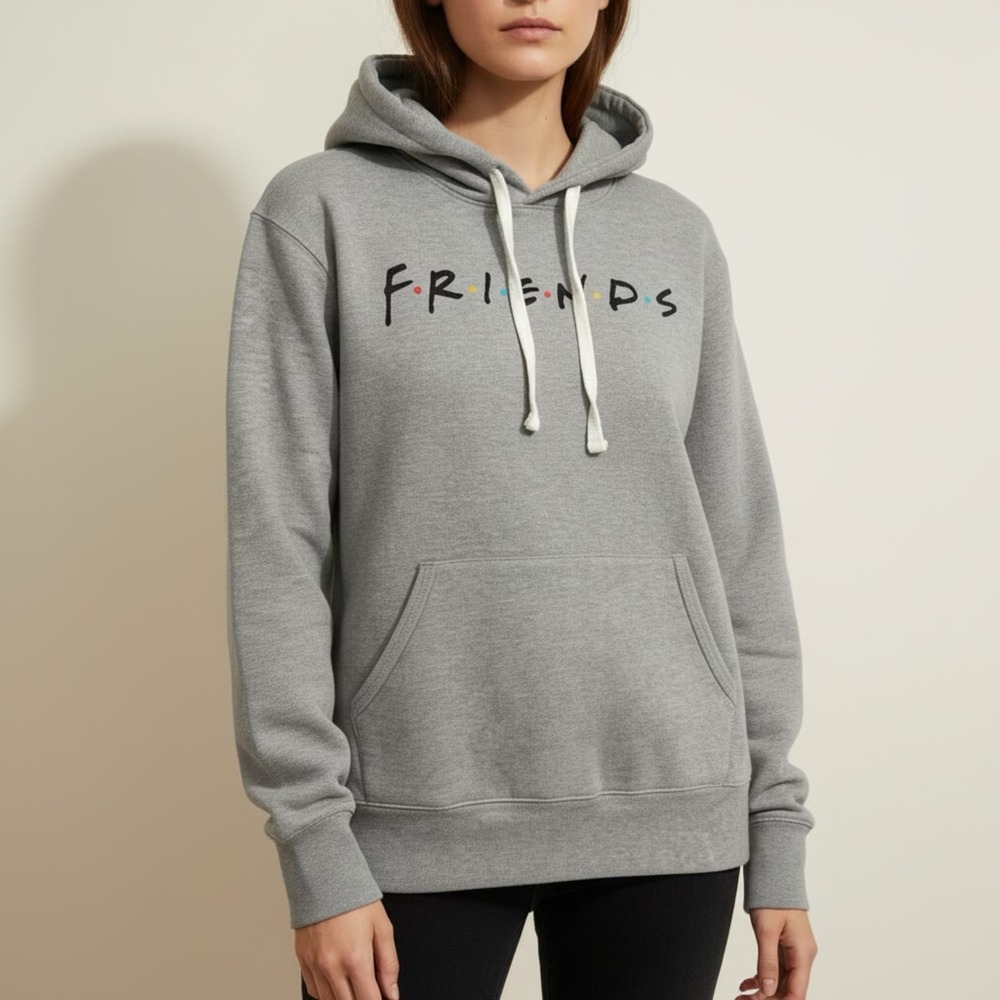 Friends The Television Series Hoodie Gray Pullover Logo Sweatshirt Womens Small